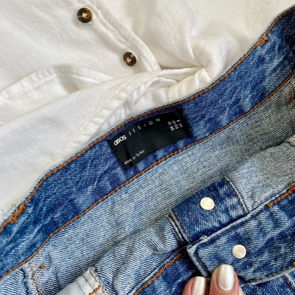 🐞Big button denim mini skirt a line with front pockets - Picture 6 of 8